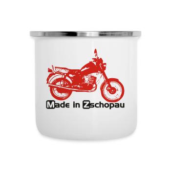 MZ ETZ 251 Zschopau - Emaille-Tasse - Weiß - Vorne