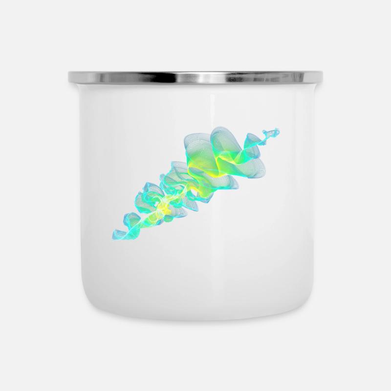 grüne Welle - Emaille-Tasse - Weiß