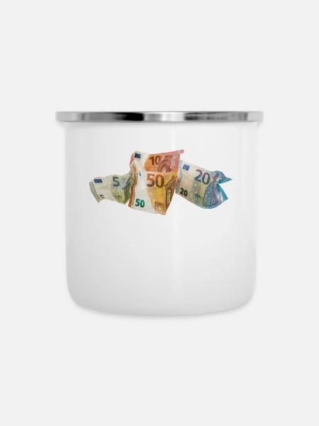 Euro-Geldscheine - Emaille-Tasse - Weiß