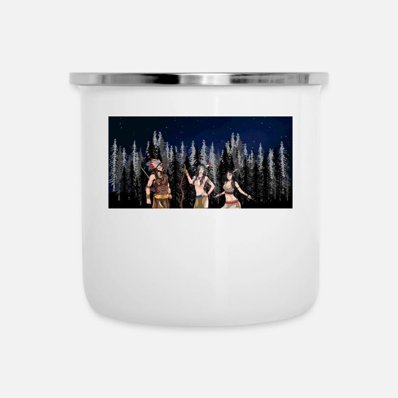 Wilderness Shaman Warrior Native American - Camper Mug - white