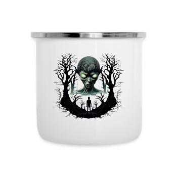 Step Into A Moonlit Forest Enigma In Sinister Glow - Tasse émaillée - blanc - Devant