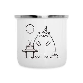 FatCat - Emaille-Tasse - Weiß - Vorne