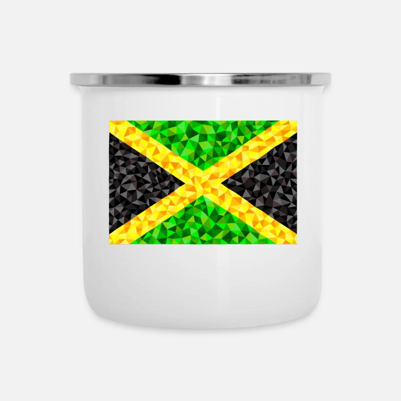 Jamaica Flagge im low poly Diamant Stil - Emaille-Tasse - Weiß