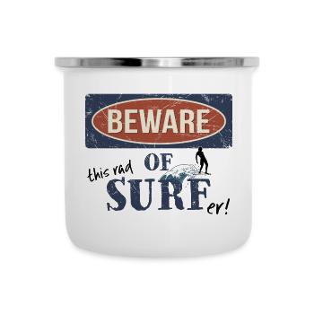Beware Of This Surfer Ironic Funny Warning Sign - Camper Mug - white - Front
