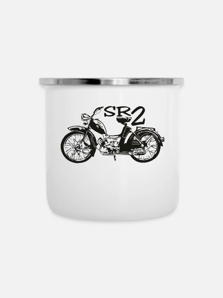 Simson SR2 - Emaille-Tasse - Weiß