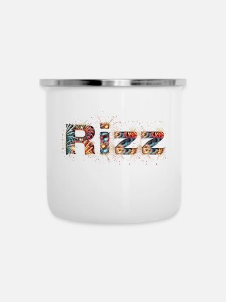 Rizz - Feuerwerk - Emaille-Tasse - Weiß