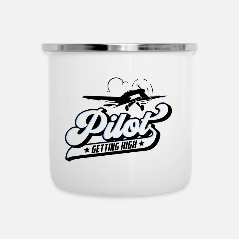 Fliegen Flieger Pilot Pilotin | Farben änderbar - Emaille-Tasse - Weiß