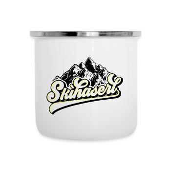 Farben änderbar | Skihaserl - Emaille-Tasse - Weiß - Vorne