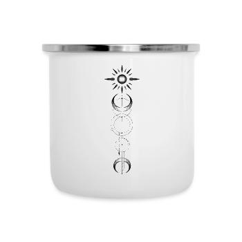 Geometrisches Muster Mond Sonne - Emaille-Tasse - Weiß - Vorne