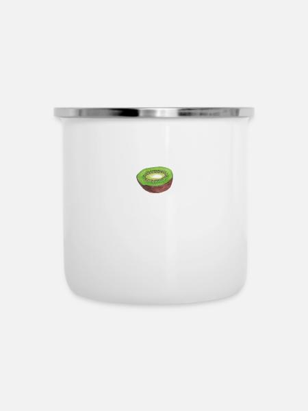 Kiwi - Emaille-Tasse - Weiß