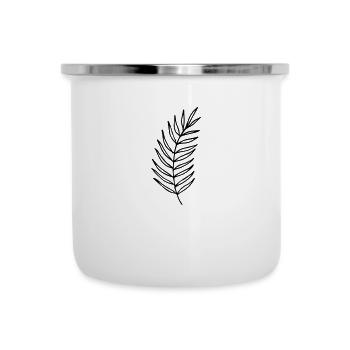 Ast Zweig Blatt Blätter Pflanze Natur Mistel Tanne - Emaille-Tasse - Weiß - Vorne