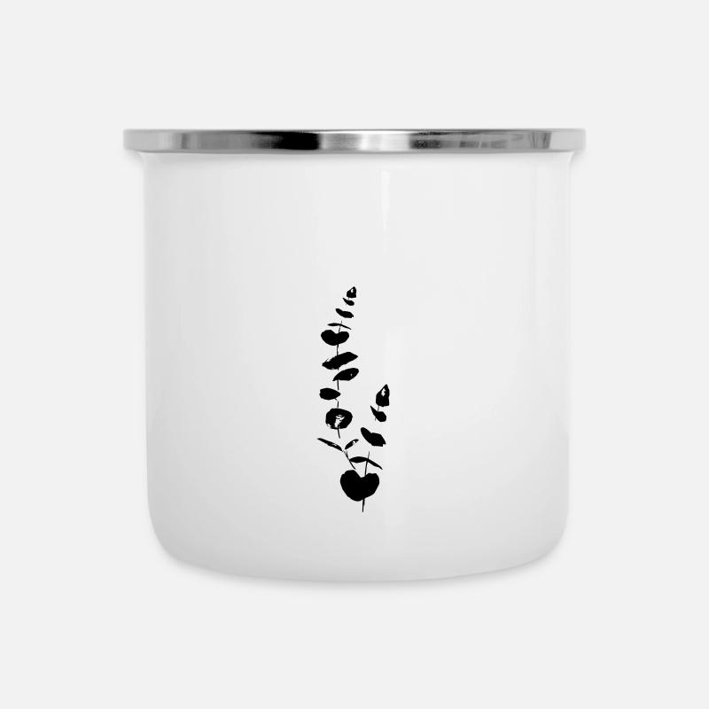 Eukalyptus - Emaille-Tasse - Weiß