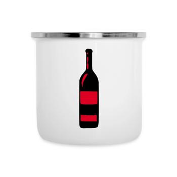 Weinglas, Wein, Weinflasche - Emaille-Tasse - Weiß - Vorne