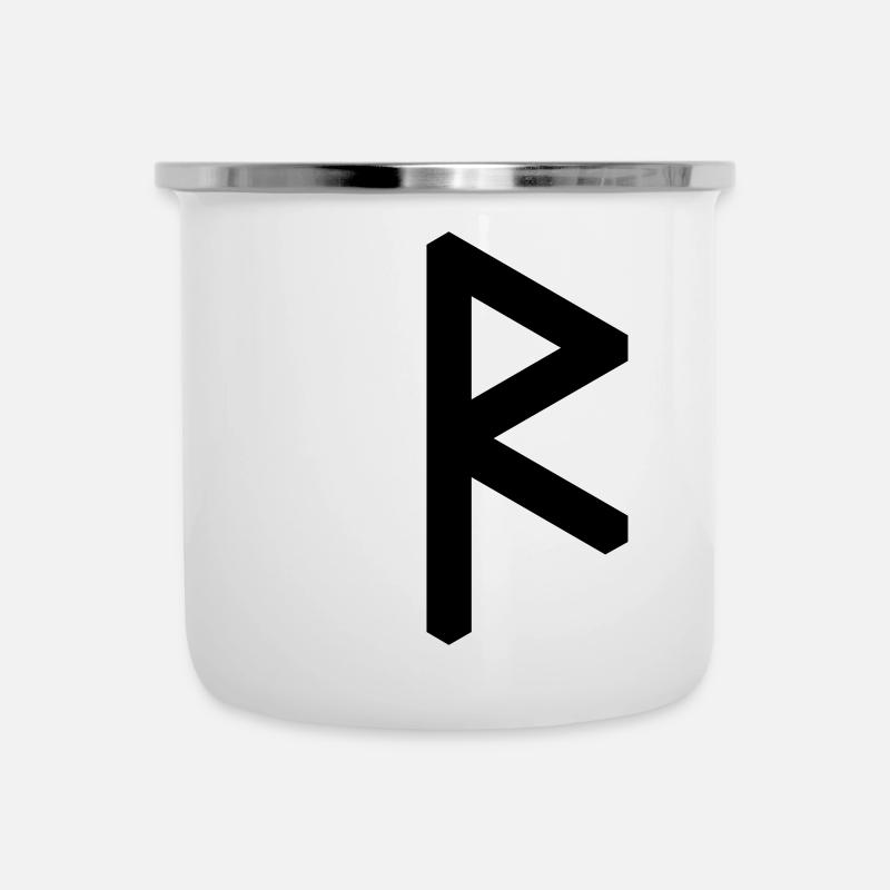 Rune: Raidho ᚱ (R), Quantum Runes Futhark 0 © - Tasse émaillée - blanc