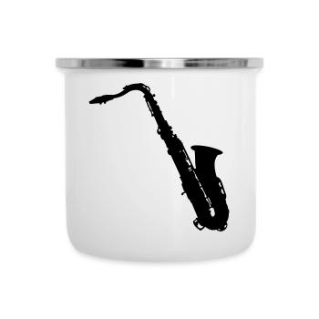 Saxophon - Emaille-Tasse - Weiß - Vorne