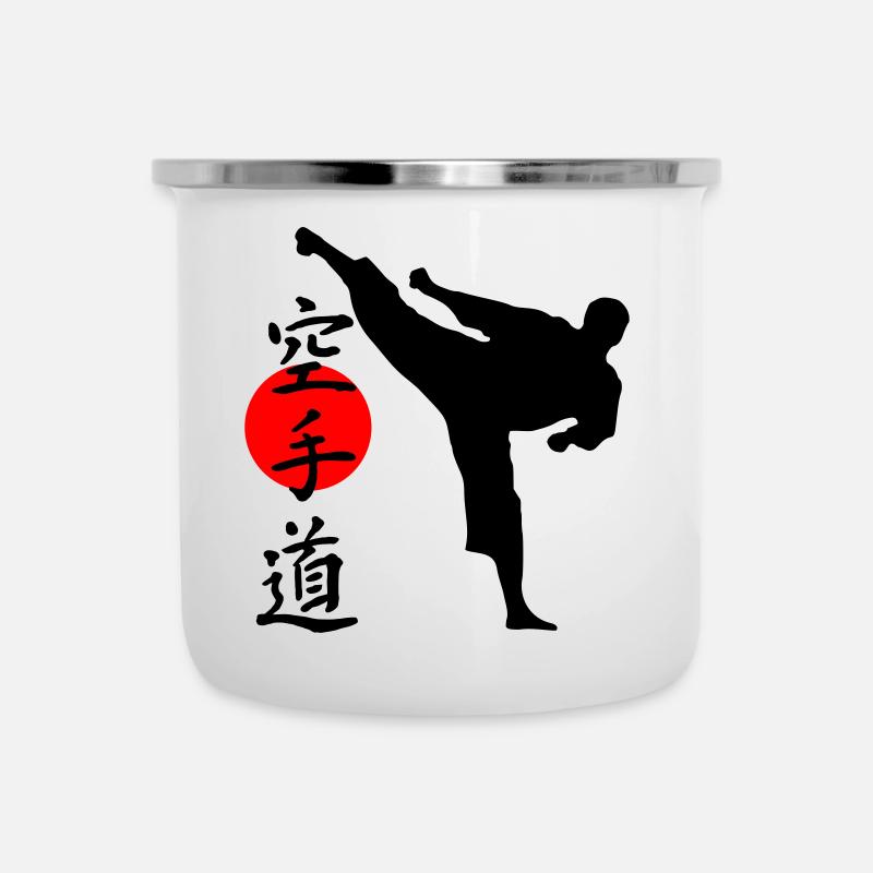 Karate Yokogeri with lettering - Camper Mug - white