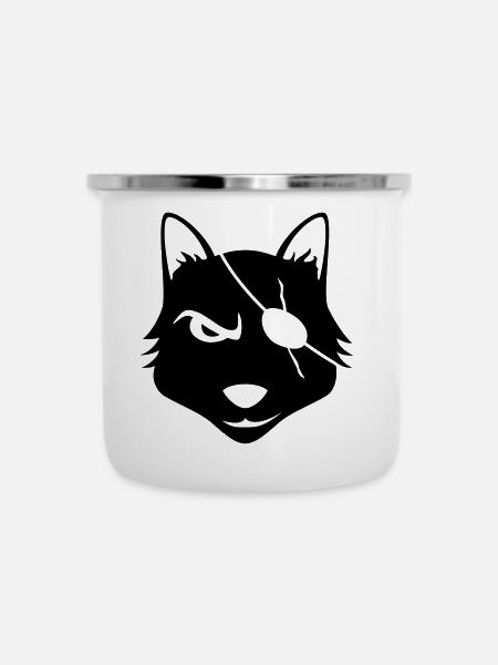 Fox black - Emaille-Tasse - Weiß