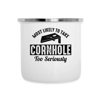 Cornhole Bean Bag Toss Outdoor Lawn Game funny - Camper Mug - white - Front