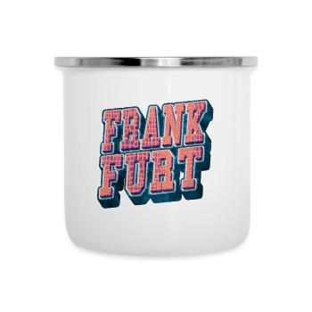 Frankfurt Deutschland Stadt Schrift Vintage Retro - Emaille-Tasse - Weiß - Vorne