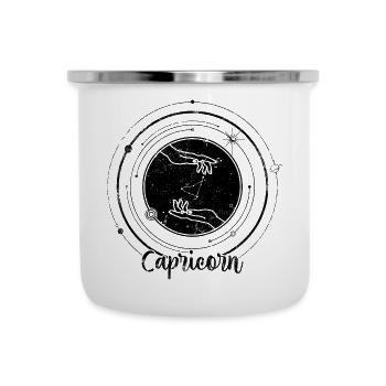 Monoline Tierkopf auf Schwarz - Emaille-Tasse - Weiß - Vorne