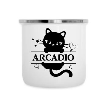 Name T-Shirt Arcadio T-Shirt Katze Geschenkidee - Emaille-Tasse - Weiß - Vorne