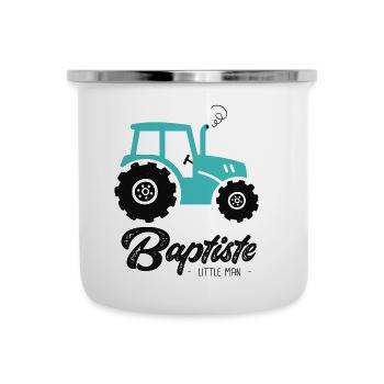 Baptiste prenom baptiste avec tracteur - Tasse émaillée - blanc - Devant