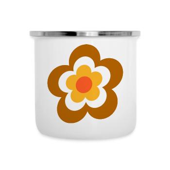 des années 70 motif fleur rétro - Tasse émaillée - blanc - Devant