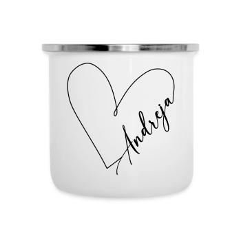 Andreja Name Herzlinie - Emaille-Tasse - Weiß - Vorne