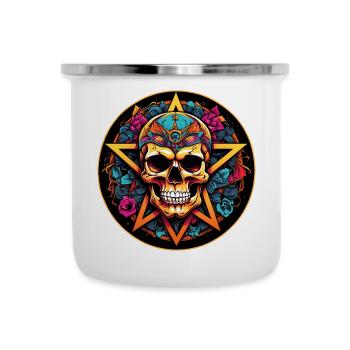 Crâne décoré de pentagramme de style gothique - Tasse émaillée - blanc - Devant