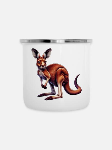 Känguru - Emaille-Tasse - Weiß