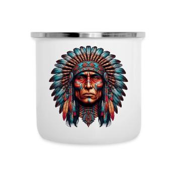 Amerikanisch, Indianer, Amerikaner - Emaille-Tasse - Weiß - Vorne