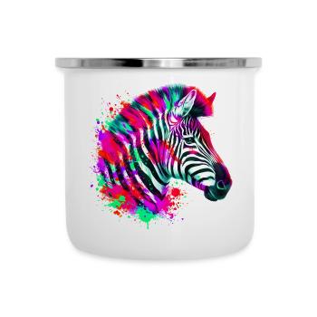 Zebra - Emaille-Tasse - Weiß - Vorne