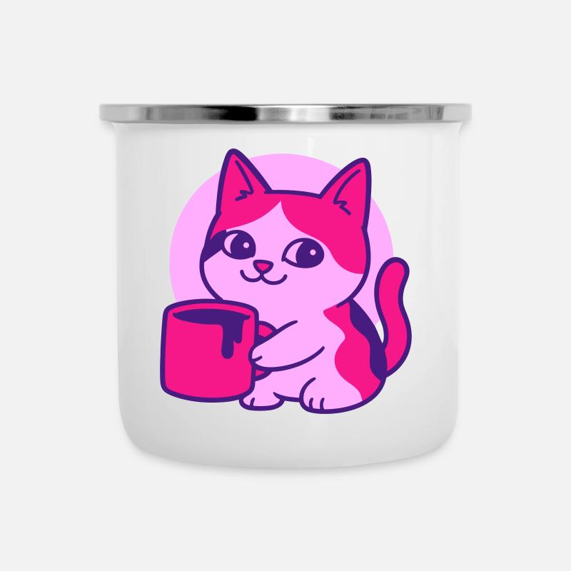 Cute Coffee Cat - Camper Mug - white