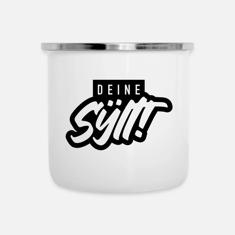 Deine Sylt! Sticker Black - Emaille-Tasse - Weiß