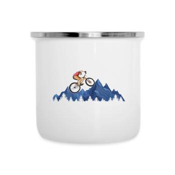 Cute mountain illustration mountain biker lovers - Camper Mug - white - Front