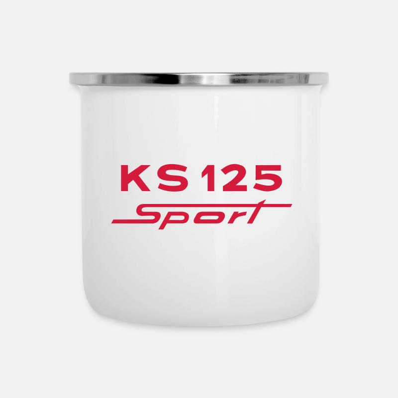 Zündapp KS 125 Sport - Emaille-Tasse - Weiß