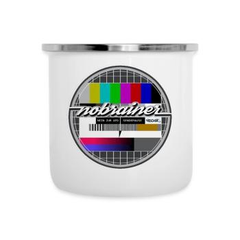 NoBrainer TV Break (Nein zur AfD) - Emaille-Tasse - Weiß - Vorne