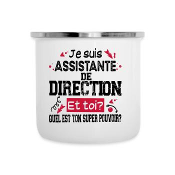Assistante Direction Super Pouvoir Cadeau Humour - Tasse émaillée - blanc - Devant