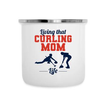 Curling Mama Winter Eissport Curler Muttertag - Emaille-Tasse - Weiß - Vorne