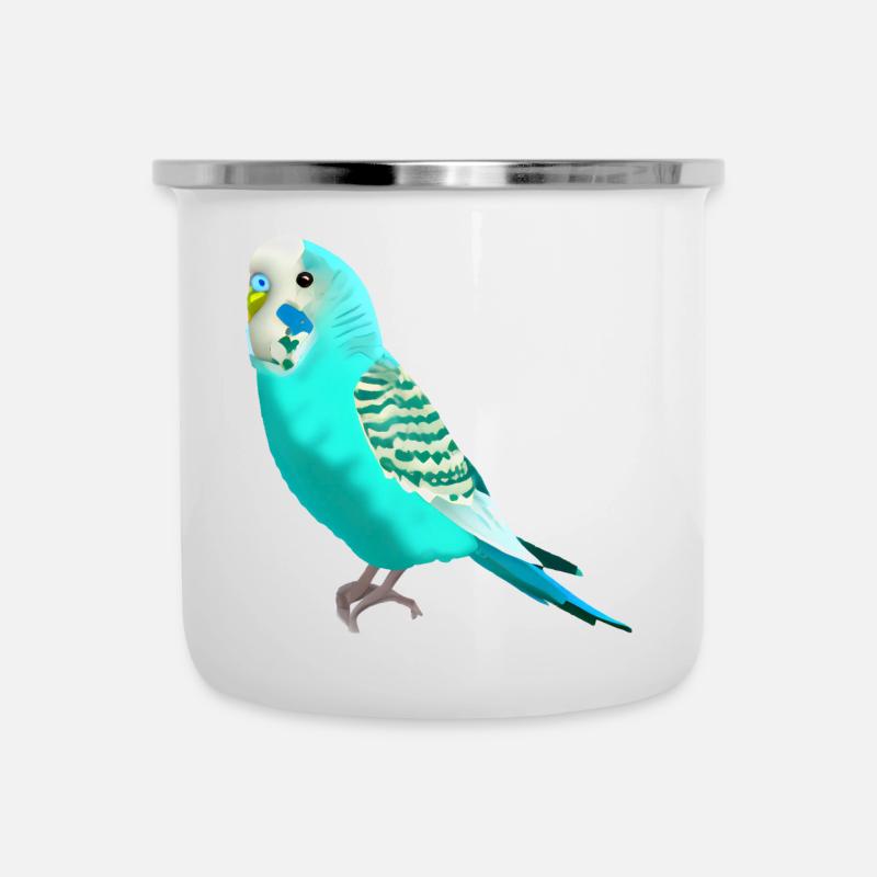 Süßer Wellensittich - Emaille-Tasse - Weiß