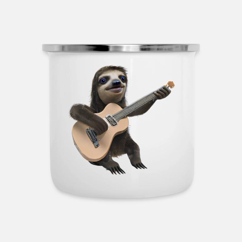 Sloth with guitar - Camper Mug - white