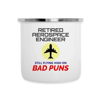 Luft- und Raumfahrtingenieur im Ruhestand, Flugmechaniker, Flugzeug - Emaille-Tasse - Weiß - Vorne