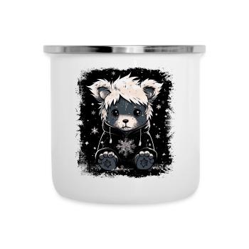 Ours en peluche Emo mignon - Tasse émaillée - blanc - Devant