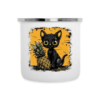 Ananas et chat - Tasse émaillée - blanc - Devant