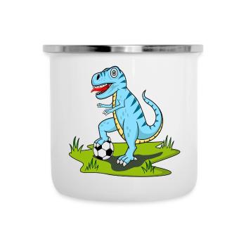 Dinosaure Rex Football Bleu - Tasse émaillée - blanc - Devant