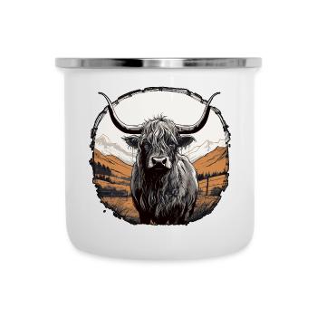 Bovins écossais des Highlands - Tasse émaillée - blanc - Devant