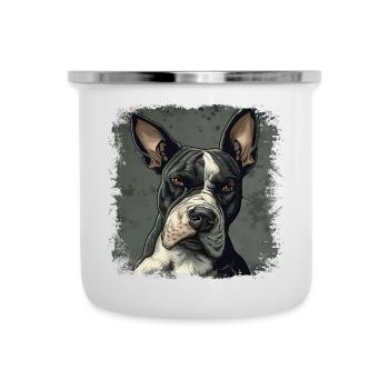Bull terrier - Tasse émaillée - blanc - Devant