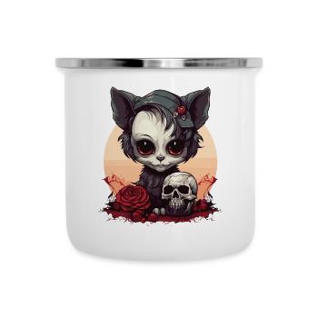 Mignon Chaton Gothique Emo - Tasse émaillée - blanc - Devant
