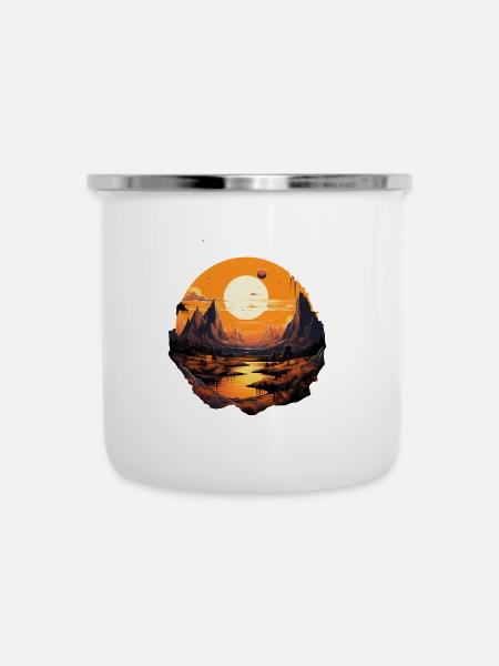 Landschaft - Emaille-Tasse - Weiß