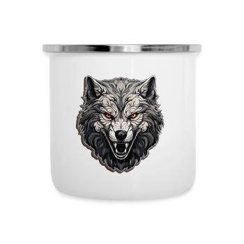 Wolf - Illustration - Emaille-Tasse - Weiß - Vorne
